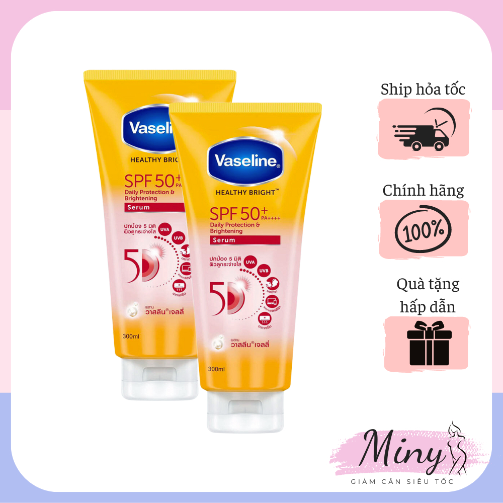 Serum chống nắng cơ thể Vaseline 50x bảo vệ da với SPF 50+ PA++++ giúp da sáng hơn gấp 2X 300ml