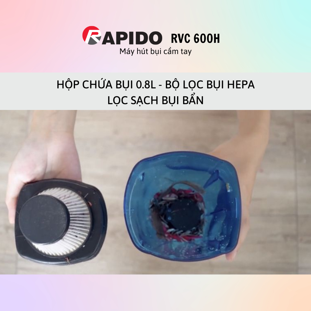 Máy Hút Bụi Cầm Tay Rapido RVC-600H - Hàng chính hãng