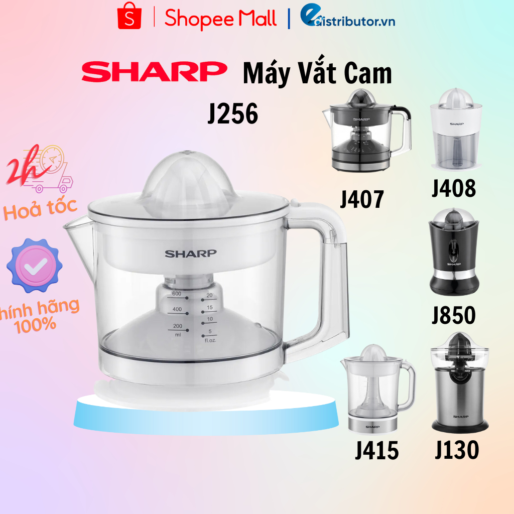 Máy Vắt Cam SHARP EJ-J256-WH/J407-BK/J408/J415-WH/J130-ST/J850-BK - Hàng Chính Hãng