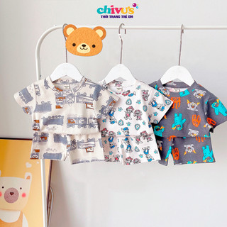 Đồ bộ bé trai CHIVU'sKID chất cotton xuất dư mềm mịn, bộ cộc tay cho bé trai 1 2 3 4 5 tuổi