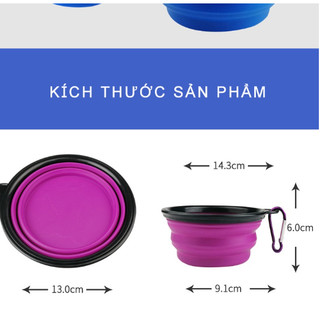 Chén Ăn (Bát ăn) Du Lịch Gấp Gọn Cho Chó Mèo (kèm móc khóa)
