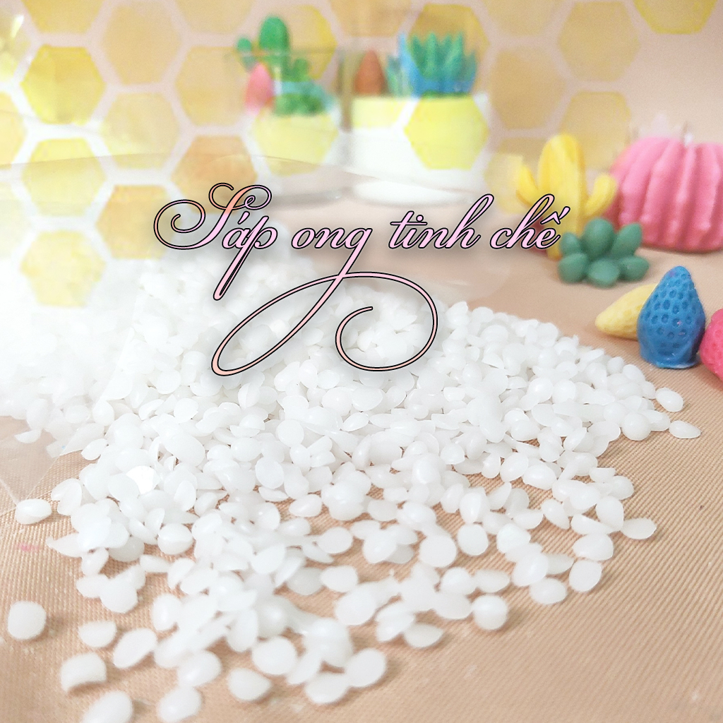 Sáp Ong viên tự nhiên Làm Nến Thơm, mỹ phẩm handmade dạng viên màu trắng