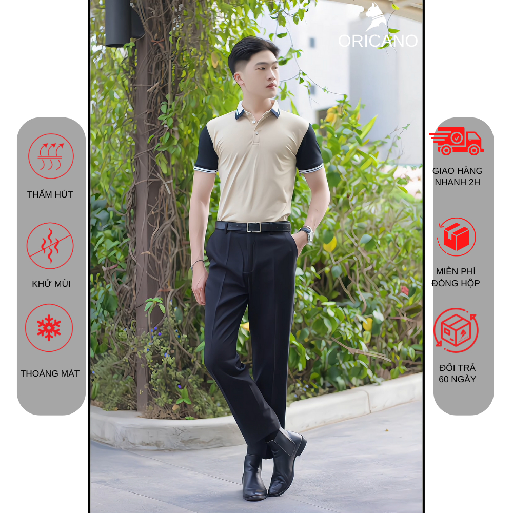 Áo Polo Nam Trắng Xanh ORICANO Tay Ngắn Cổ Bẻ, Áo Thun Polo Nam Cao Cấp Siêu Đẹp Chất liệu Mềm Mịn Thoáng Mát | BigBuy360 - bigbuy360.vn