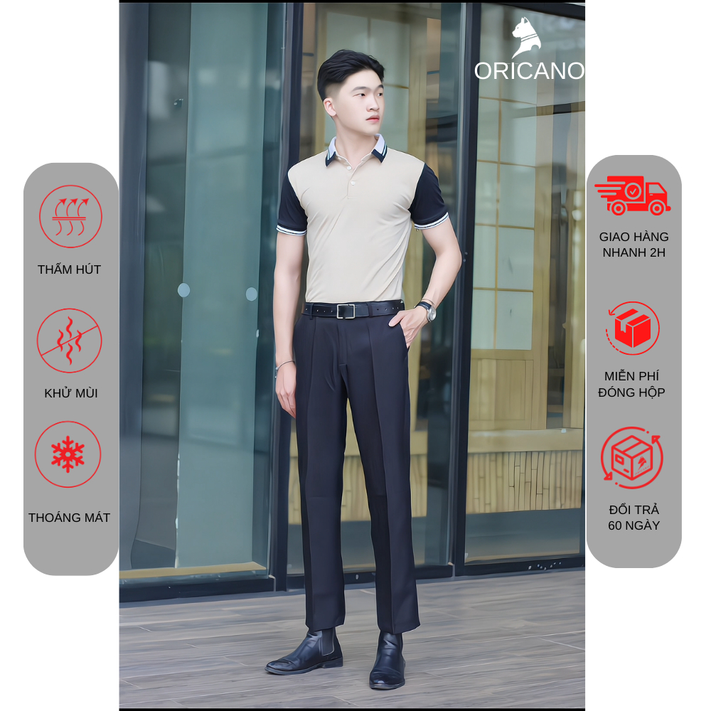 Áo Polo Nam Trắng Xanh ORICANO Tay Ngắn Cổ Bẻ, Áo Thun Polo Nam Cao Cấp Siêu Đẹp Chất liệu Mềm Mịn Thoáng Mát | BigBuy360 - bigbuy360.vn