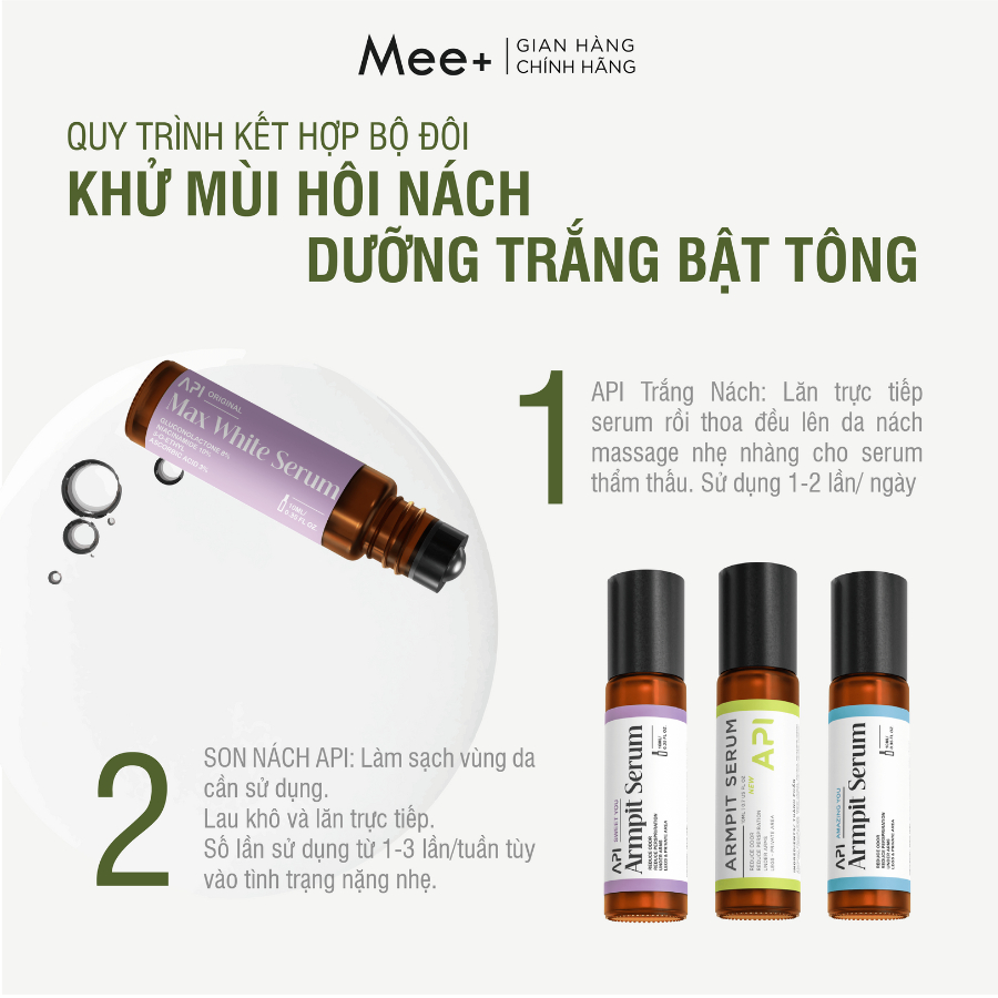 Son nách API, Khử mùi hôi nách API, Lăn khử mùi ngăn tiết mồ hôi 72h 10ml