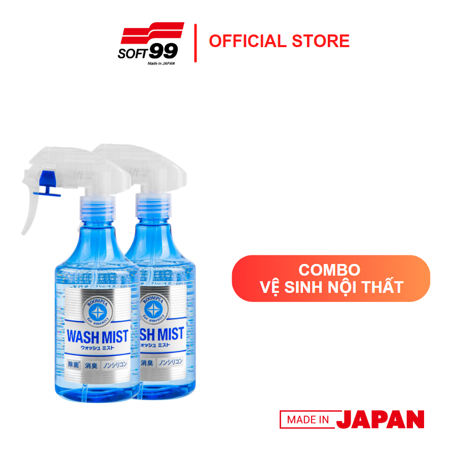 Combo 2 chai xịt vệ sinh, khử mùi, kháng khuẩn nội thất ô tô Wash Mist L-82 Soft99
