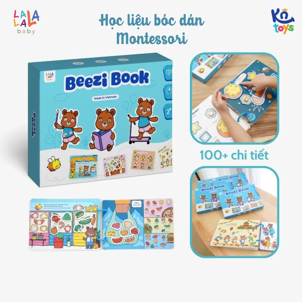 Học Liệu Bóc Dán Montessori Song Ngữ Anh Việt Beezi Book - Lalala Baby