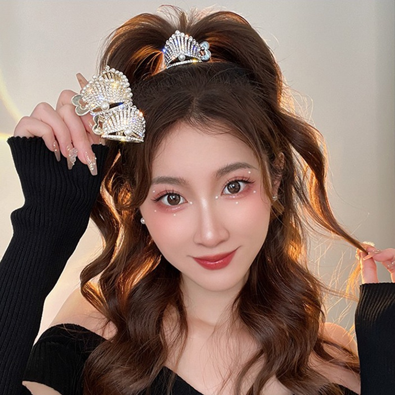 Kẹp Tóc Hình Vương Miện Đính Ngọc Trai Nhân Tạo Thời Trang