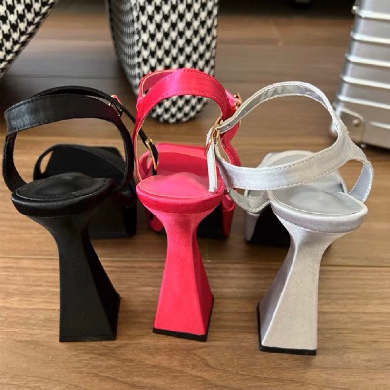 ORDER 💗 Giày quai ngang satin đế đúp gót trụ 11cm