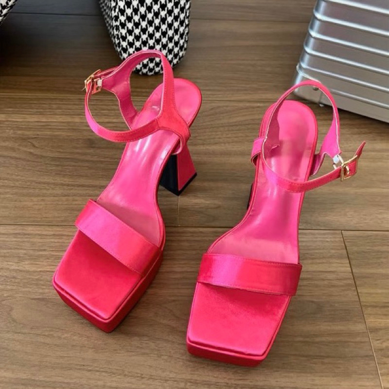 ORDER 💗 Giày quai ngang satin đế đúp gót trụ 11cm