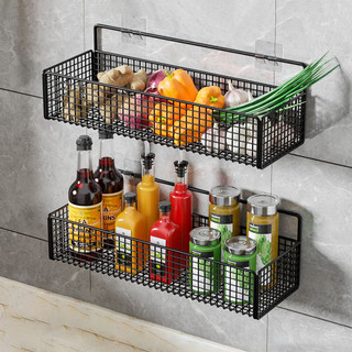 Kệ đựng gia vị nhà bếp không cần khoan bằng sắt phun sơn tĩnh điện, Kệ để đồ treo tường nhà tắm hình chữ nhật
