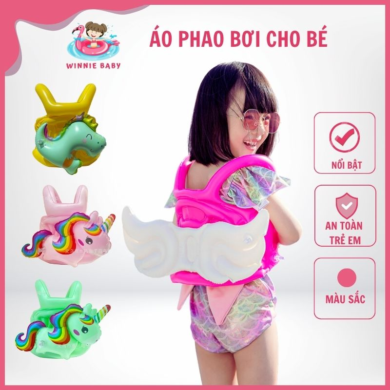 Áo Phao Bơi Cho Trẻ Em Đôi Cánh Thiên Thần Khủng Long Pony Đáng Yêu