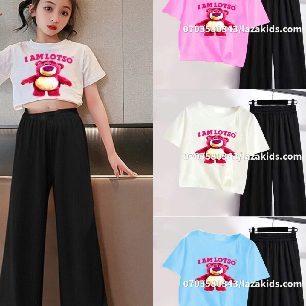 SÉT croptop bé gái áo thun tay ngắn quần ống rộng TABAOKIDS DỄ THƯƠNG ĐI HỌC đi chơi 2023 mẫu mới