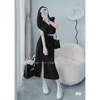 Sét áo cổ pha sơ mi+cvay dài siêu hottt