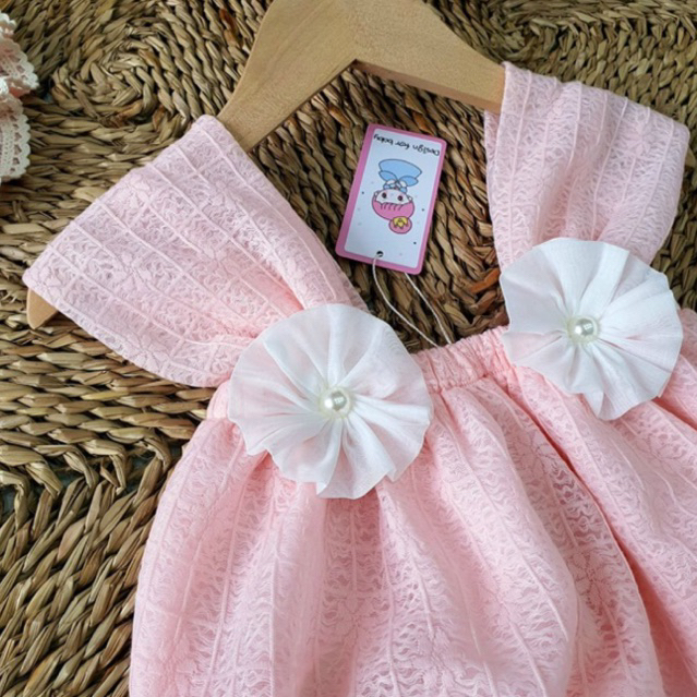 Bodysuit dây hồng RIOKIDS cho bé gái sơ sinh thôi nôi, đầy tháng, đi chơi, Lễ Tết BD113