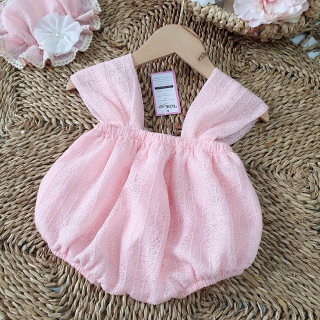 Bodysuit dây hồng RIOKIDS cho bé gái sơ sinh thôi nôi, đầy tháng, đi chơi, Lễ Tết BD113
