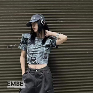Áo thun croptop hoạ tiết báo QCL1 LuciK Shop AT0045