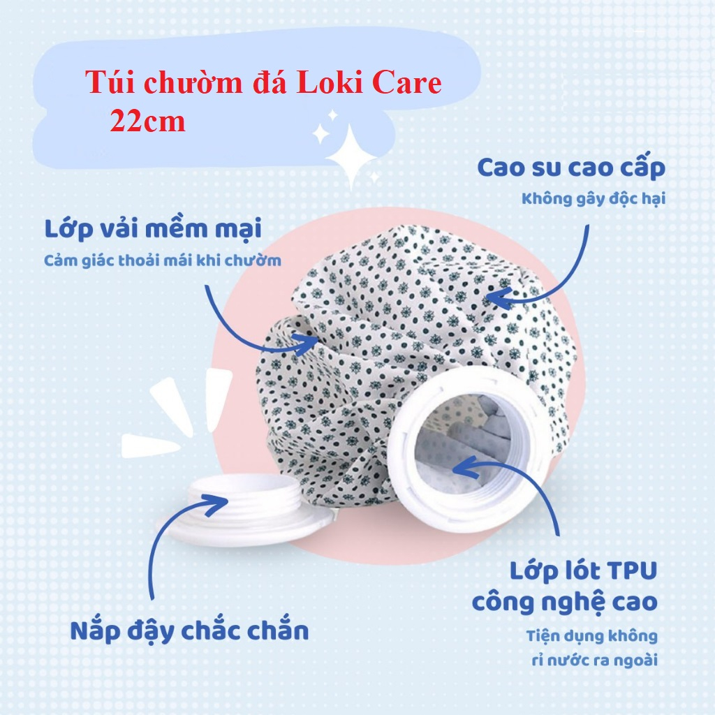 Túi chườm đá lạnh size lớn 26 cm, Hỗ trợ giảm chấn thương khi vận động, chơi thể thao, đá bóng, Chườm đá - Loki Care