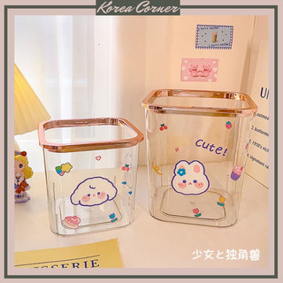  THÙNG RÁC DECOR TRONG SUỐT SIÊU XINH- TẶNG STICKER