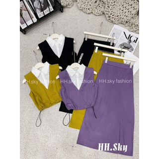 sét áo cổ pha sơ mi+cvay dài siêu hottt
