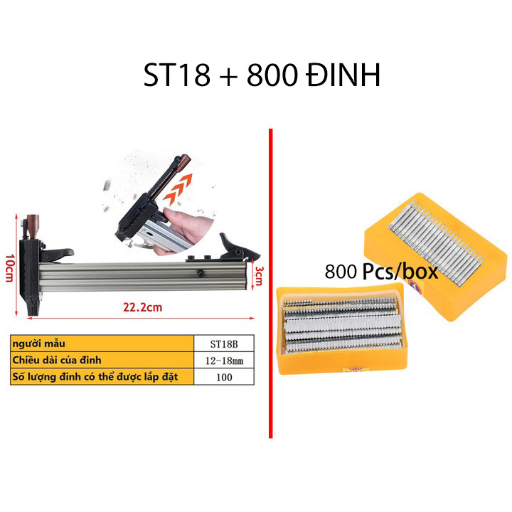 Dụng cụ hỗ trợ đóng đinh bê tông, thi công cơ điện, đóng đinh tường ST18 tự động Tặng kèm đầu búa thay thế