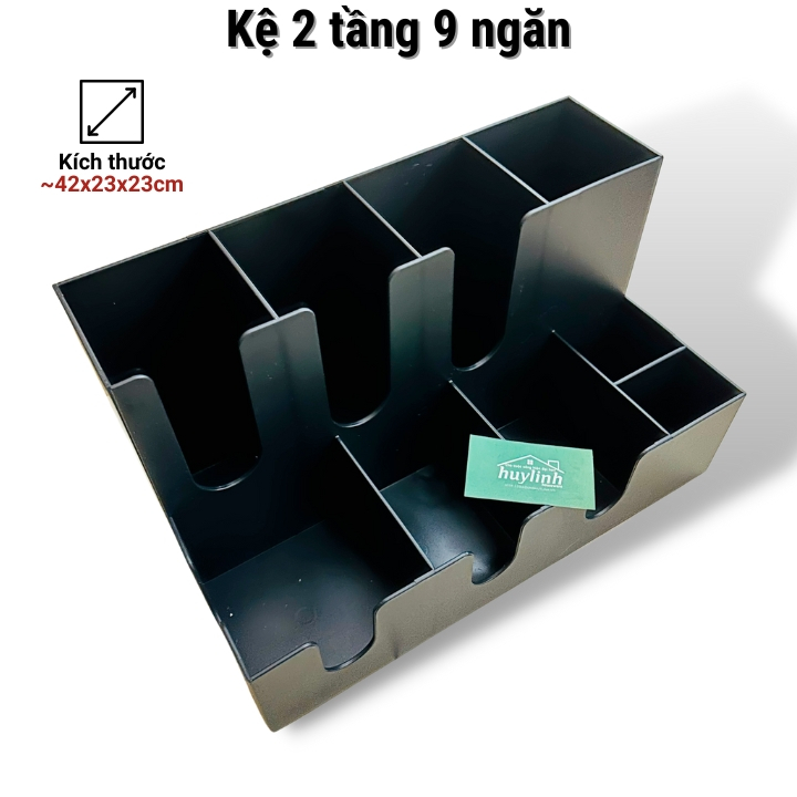 Kệ - khay Nhựa PP đựng ly cốc trà sữa, cà phê 2 tầng 9 ngăn