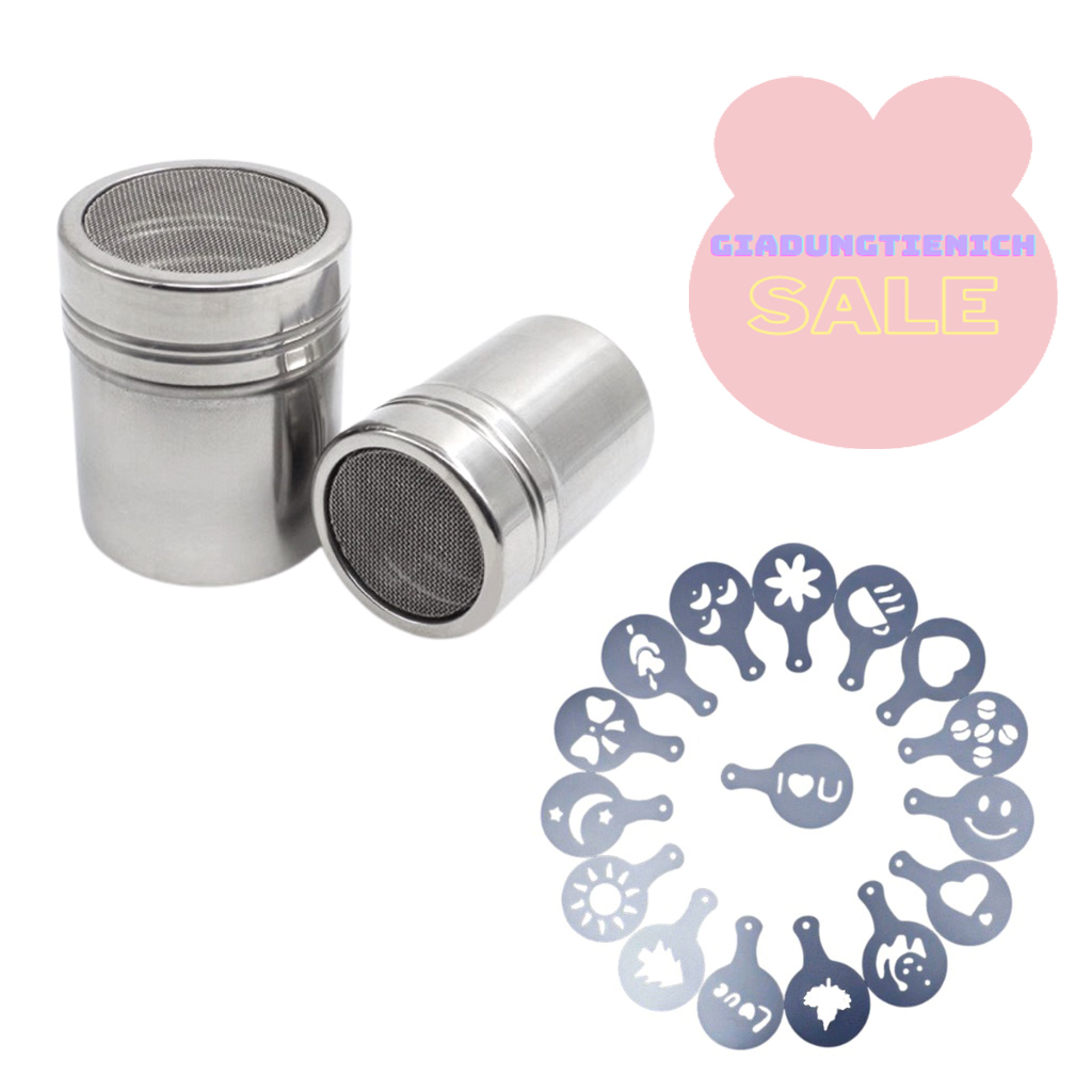 Lọ Rắc Bột Inox, Lọ rắc bột cacao matcha inox có nắp