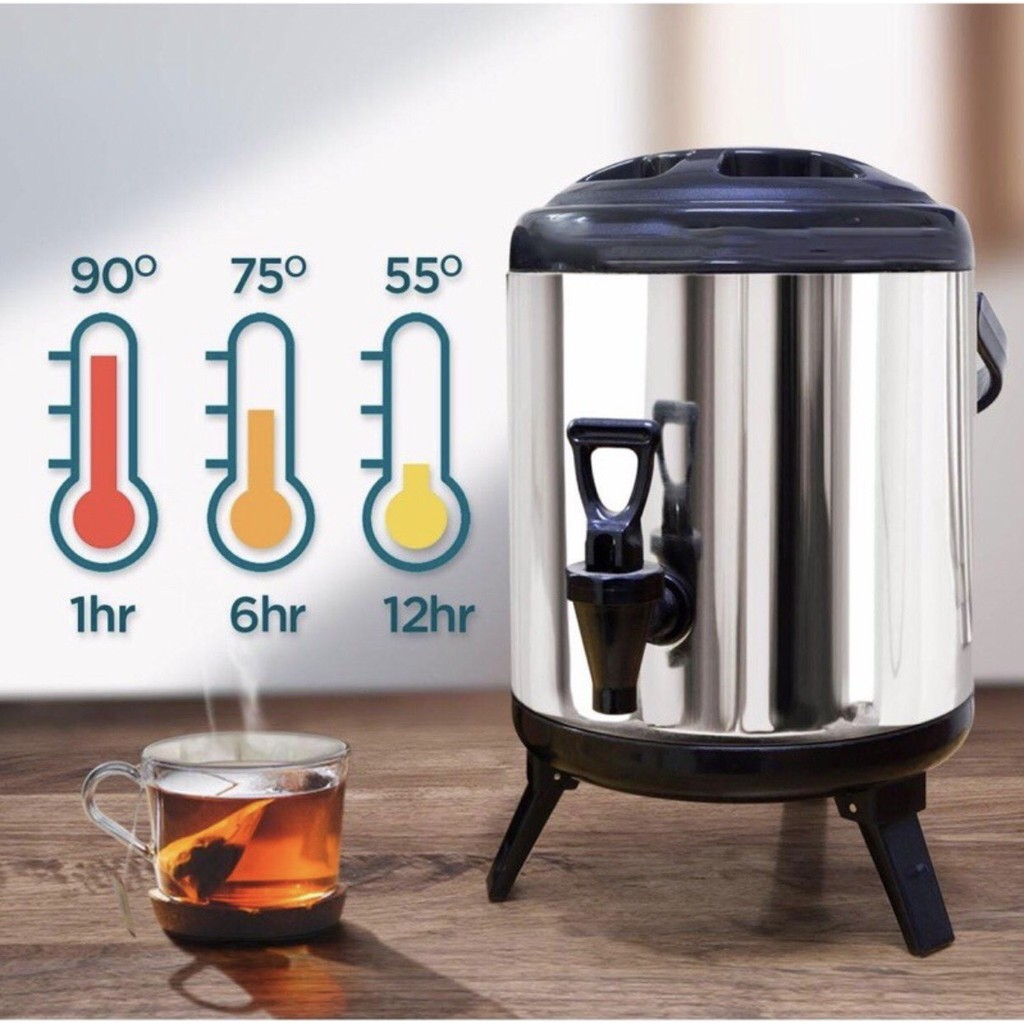 Bình Giữ Nhiệt Trà Sữa - Bình ủ trà sữa 3 lớp giữ nóng lạnh, đựng nước chuyên dụng pha trà 6L, 8L, 10L, 12L