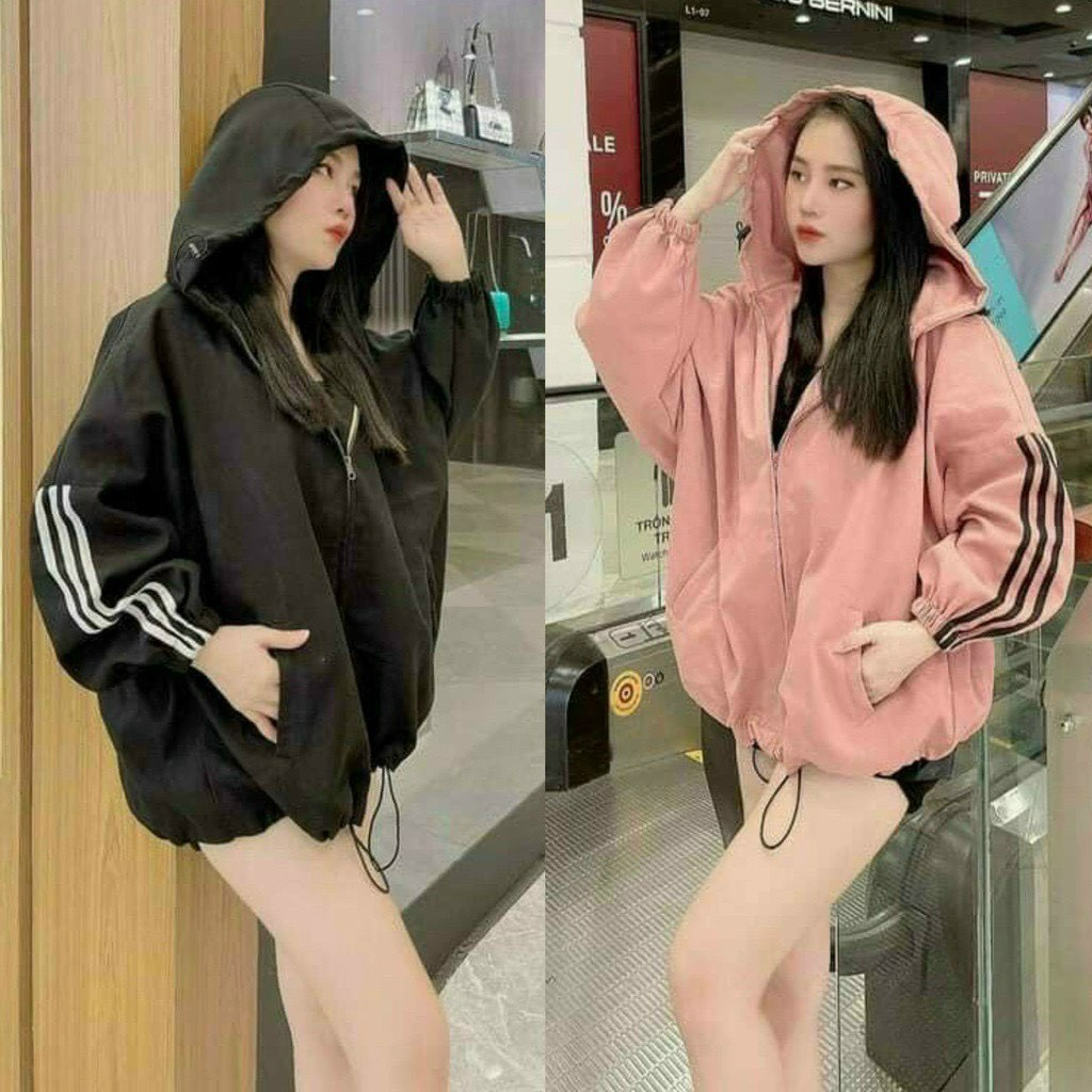 Aó Khoát Da Lộn From Rộng 2 Nón,Aó gió Cao Cấp Chạy Sọc Tay Dây Rút Lai Đủ Màu siêu xinh