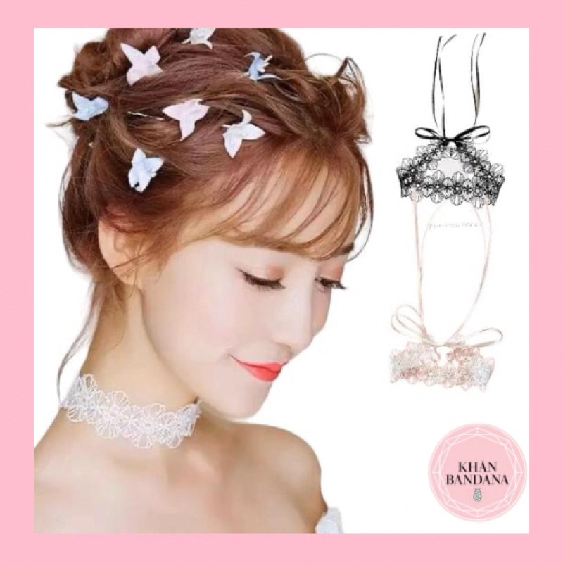 Choker ren trắng dây cột - Vòng cổ dây cột