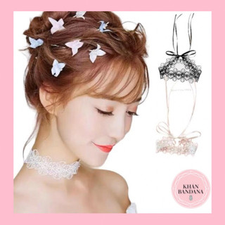 Choker ren trắng dây cột - Vòng cổ dây cột