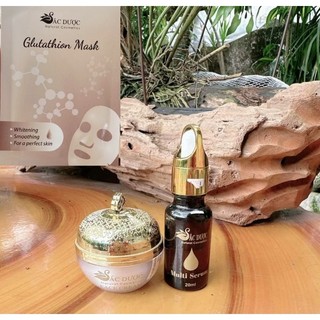 Combo bộ Serum Và Kem dưỡng trắng da hãng sắc dược.tặng mặt nạ căng mịn da