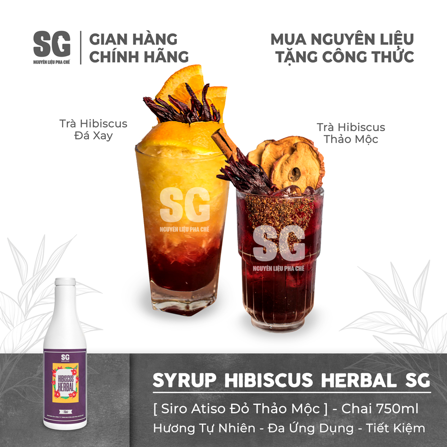 Syrup Hibiscus Herbal | Chai 750ml | Đa Ứng Dụng Trong Pha Chế Đồ Uống, Làm Topping, Nấu Ăn | Nguyên Liệu Pha Chế SG