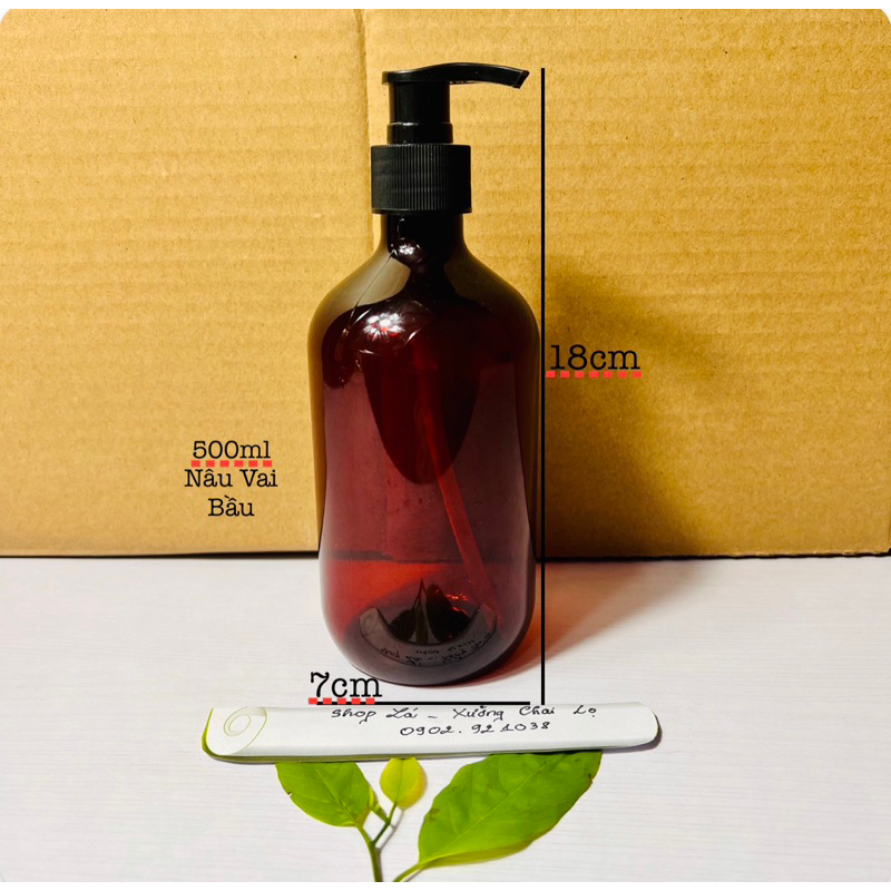Chai lọ nhựa có vòi nhấn 500ml màu Nâu-Đựng dầu gội,sữa tắm-Hàng đẹp-Chất lượng-Bao đổi trả-Giá rẻ-Nhựa cứng cáp.