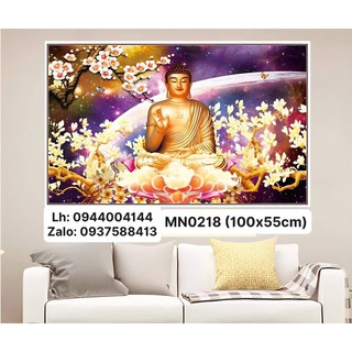 Tranh thêu chữ thập phật a di đà mn0218 thêu kín tranh