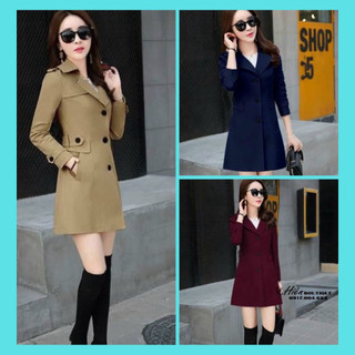 Áo Khoác Kaki Dáng Lỡ Siêu Sang - Áo Khoác Nữ Cổ Vest Phối Đai Cao Cấp Quảng Châu