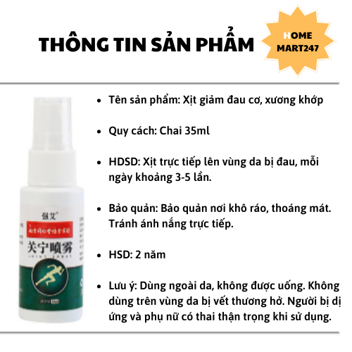 Chai xịt giảm đau nhức cơ, xương khớp Nanjing Tongrentang