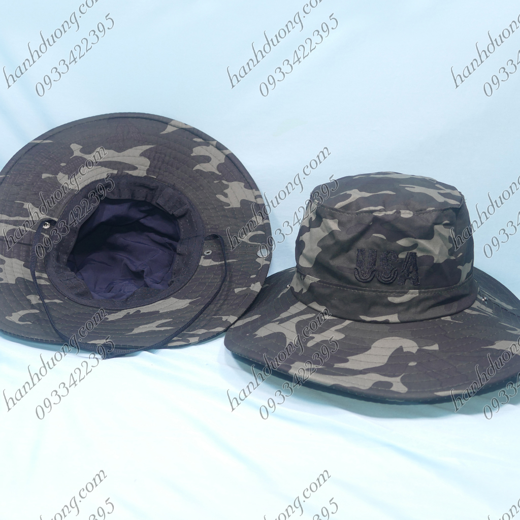 Mũ tai bèo vành rộng có chất liệu vải cotton dầy dặn. Nón thiêu logo có thiết kế trang phù hợp cho phái nam