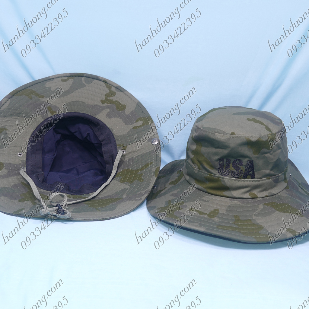 Mũ tai bèo vành rộng có chất liệu vải cotton dầy dặn. Nón thiêu logo có thiết kế trang phù hợp cho phái nam