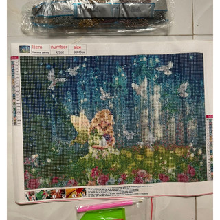Tranh đính đá hình Thiên Thần Trong Rừng 30x40cm