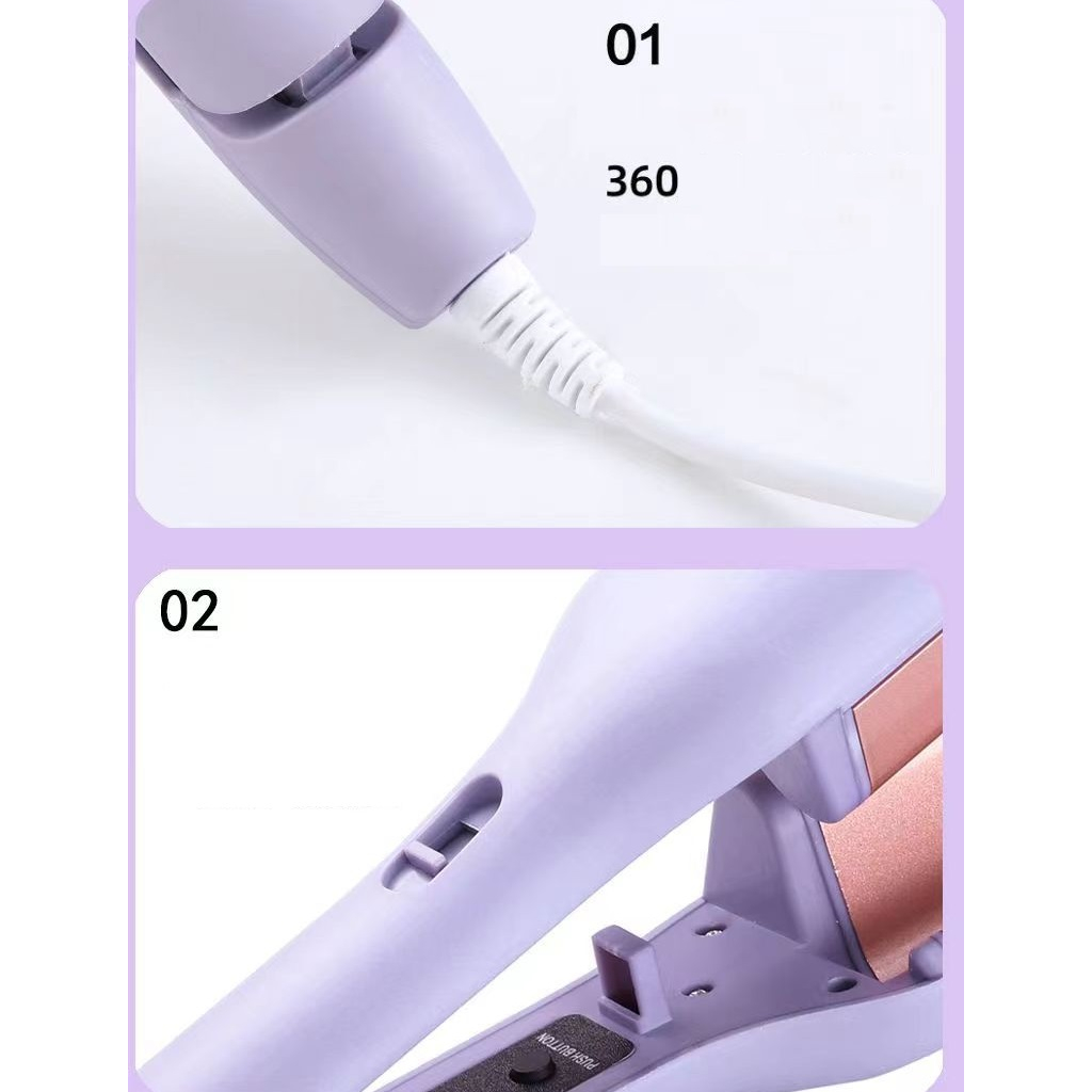 Máy Uốn Tóc Xoăn Hippie, Máy Làm Tóc Xoăn Sóng 32mm, 2 trục, 4 mức chỉnh