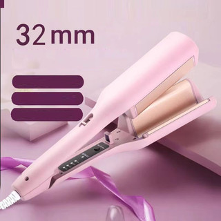 Máy uốn tóc xoăn hippie, máy làm tóc xoăn sóng 32mm, 2 trục, 4 mức chỉnh