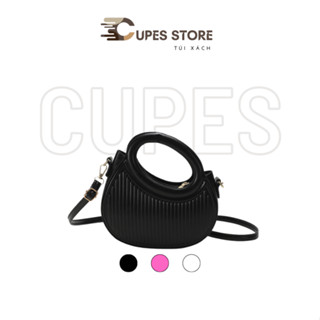 Túi xách nữ đeo chéo dáng vỏ sò thời trang ngăn có khóa kéo, có ba màu đen hồng và trắng