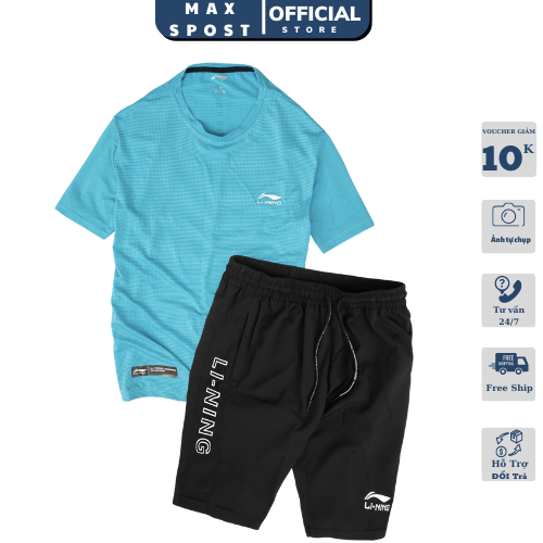 Bộ thể thao tập gym nam lining mẫu mới nhất năm nay, sét thể thao mùa hè chất thun lạnh cực mát siêu lạnh | BigBuy360 - bigbuy360.vn