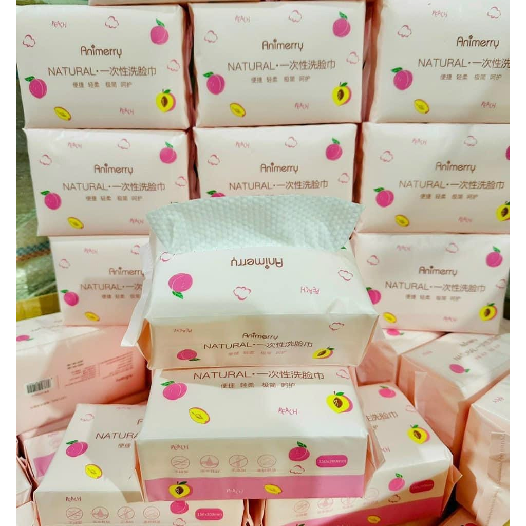 Gói 50 khăn giấy cotton lau mặt khô dùng 1 lần dạng rút- Khăn đa năng Animerry