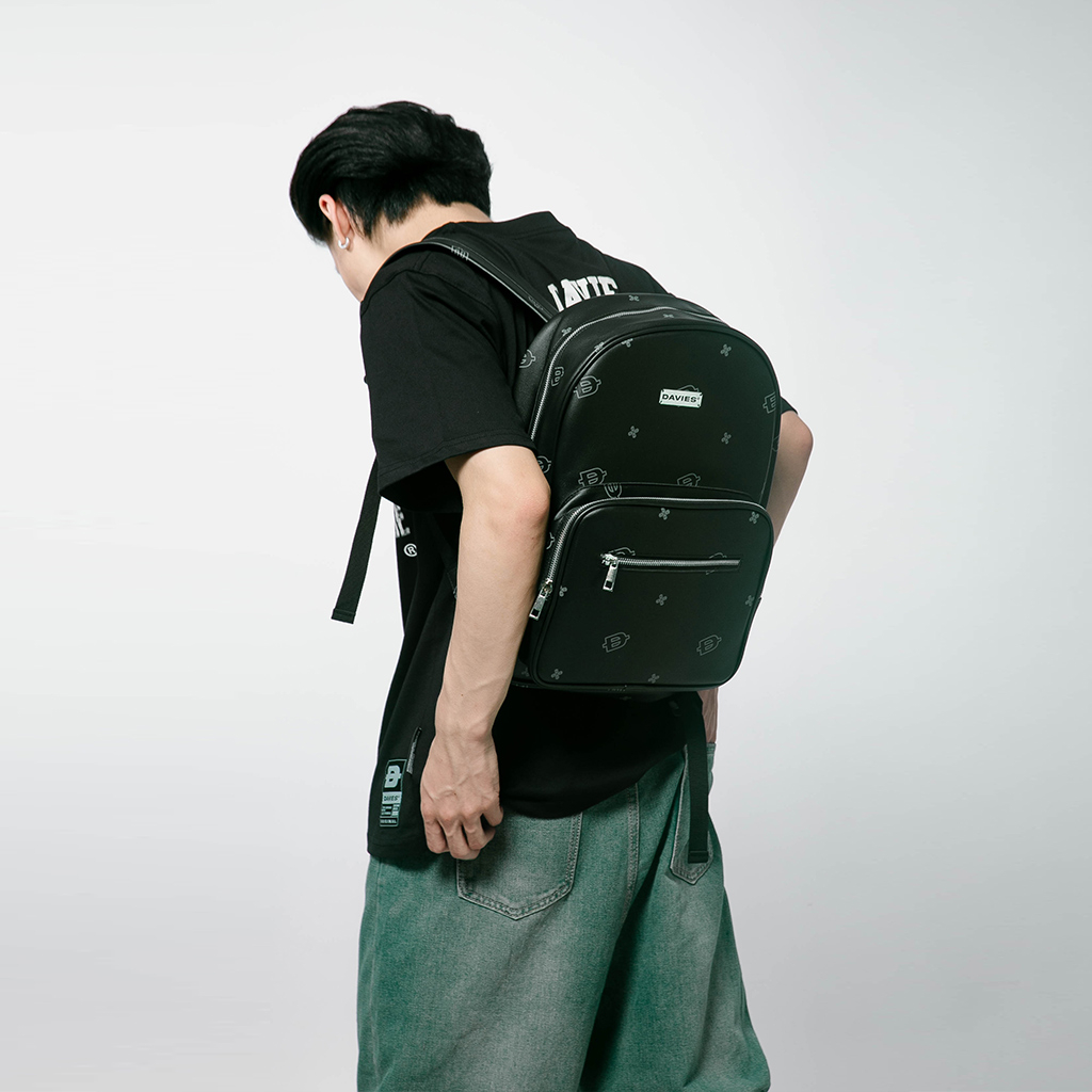 Balo đi học da nam nữ hoạt tiết local brand Davies Leather Monogram Backpack| D-P47 #2