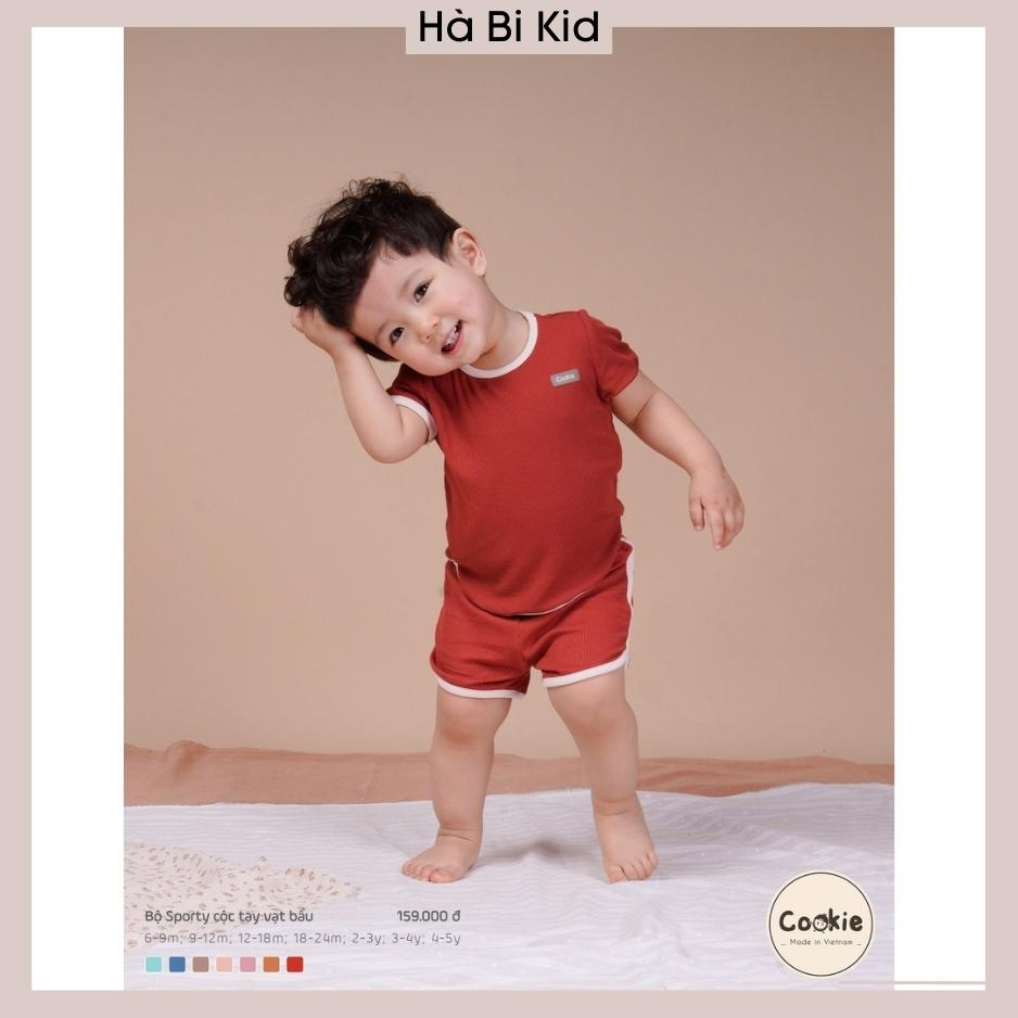 Bộ quần áo COOKIE sporty cộc tay vạt bầu phối viền bé trai bé gái mùa hè