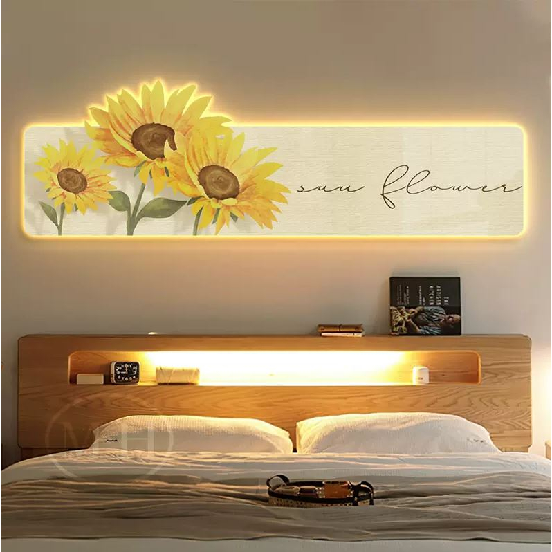 Tranh Hoa có đèn LED + điều khiển từ xa tráng gương TườngXinhDecor trang trí nhà cửa , spa , nail mi ,quà tặng tân gia..