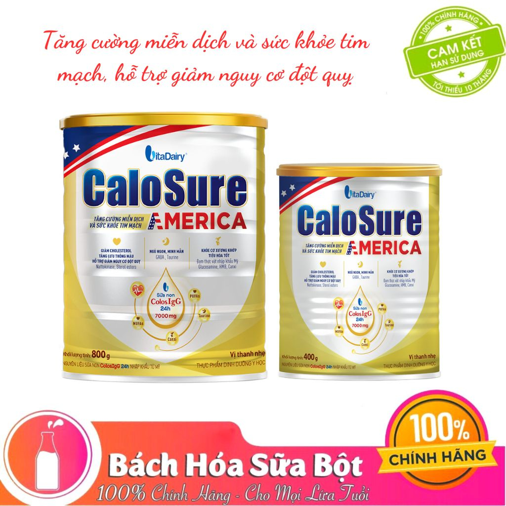 [Quét mã - tích điểm] Sữa bột CaloSure America Vị Thanh Nhẹ - Tăng Cường Miễn Dịch 400/800G