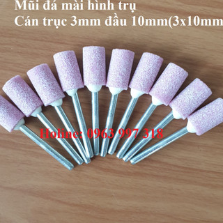 Đầu đá mài 10mm cán 3mm - đá mài hình trụ